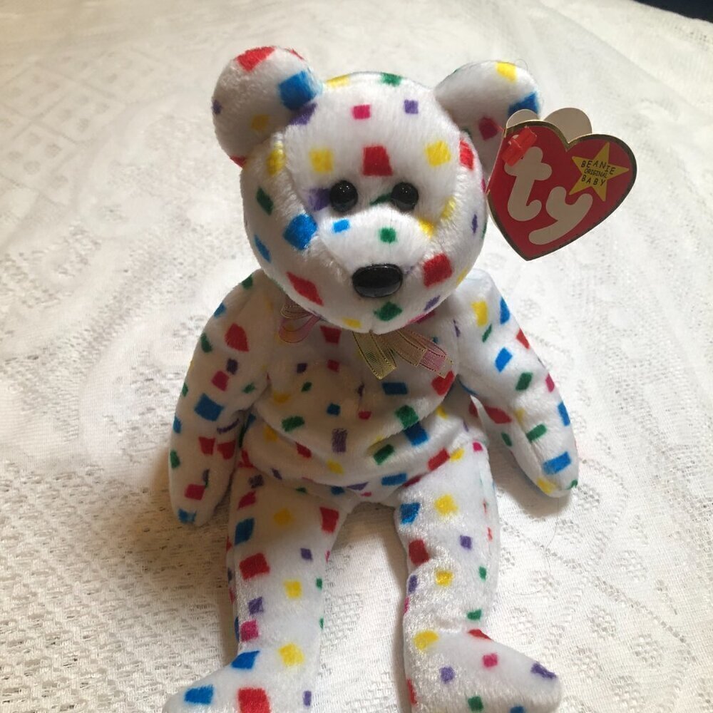 Ty Beanie Baby Rare 2K 2000 Vintage Confetti Bear Tag Errors